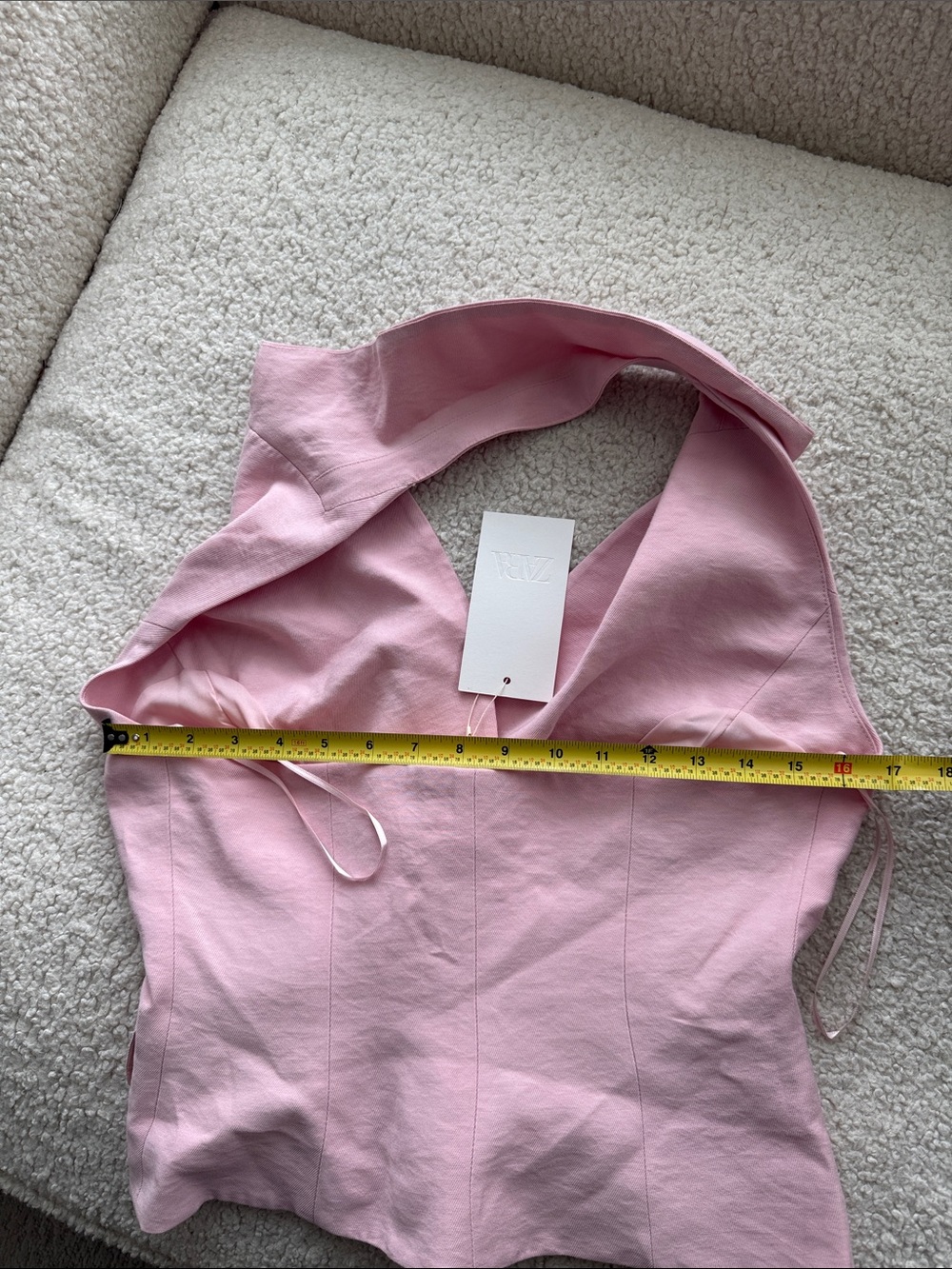 Zara Double-Breasted Sleeveless Pink Top and Pants Wide Legs Size 4 - Picture 7 of 16
